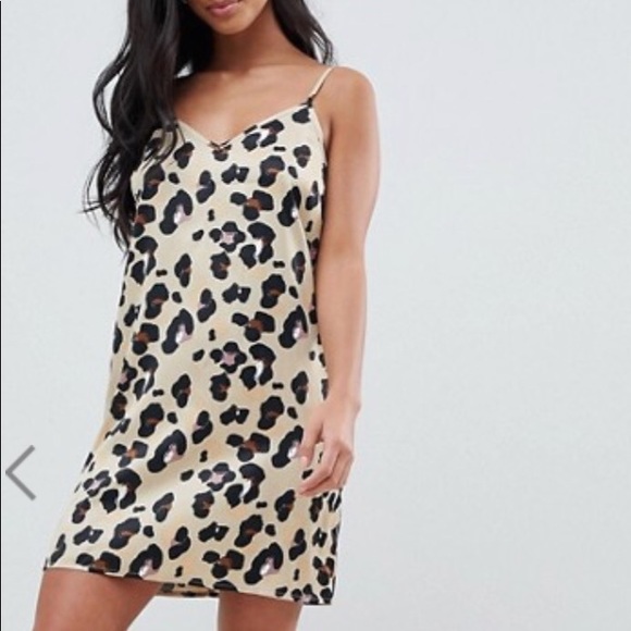 leopard mini slip dress